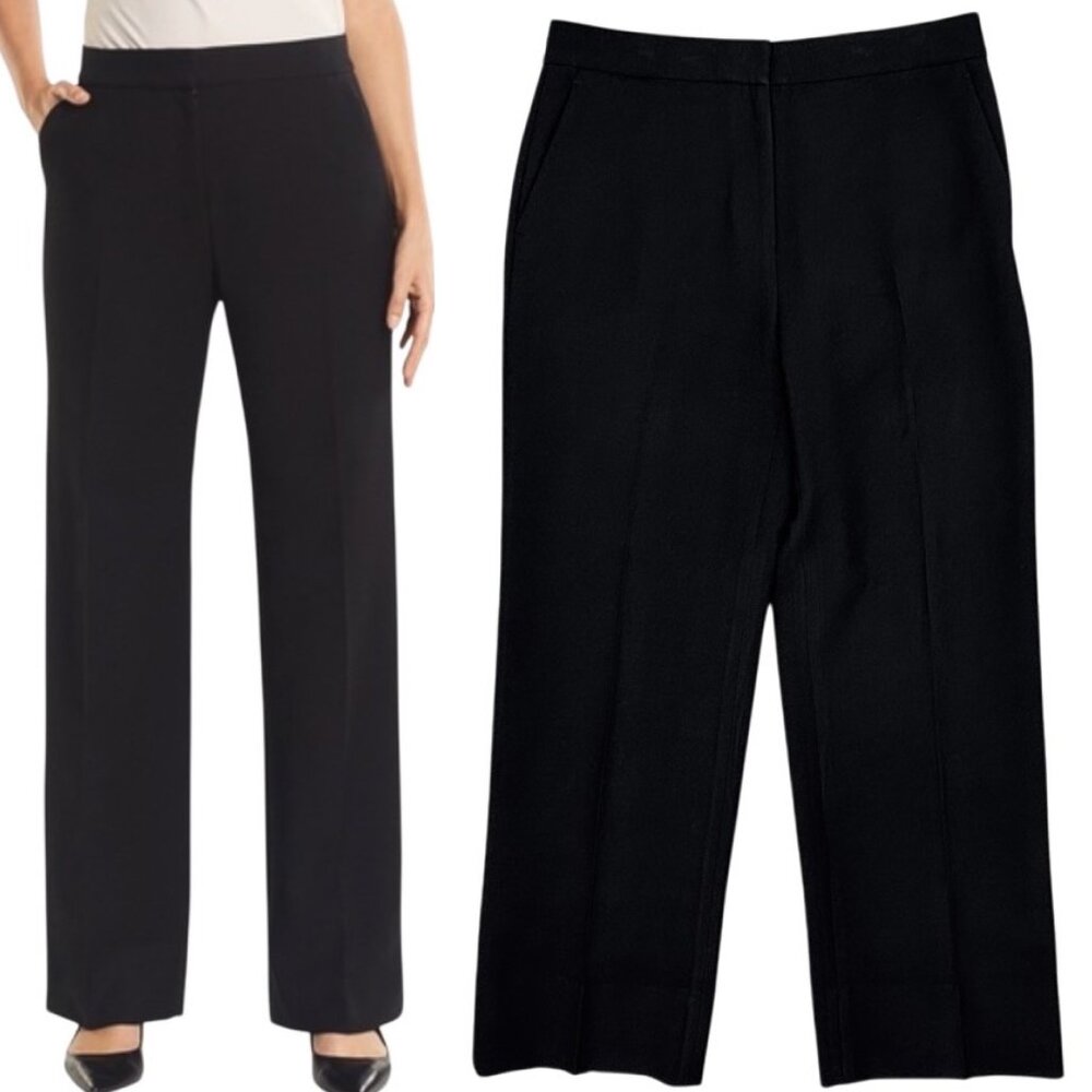 MM Lafleur The Tinsley High Rise Wide Leg Wool Blend Trouser Pants Tuxedo Black